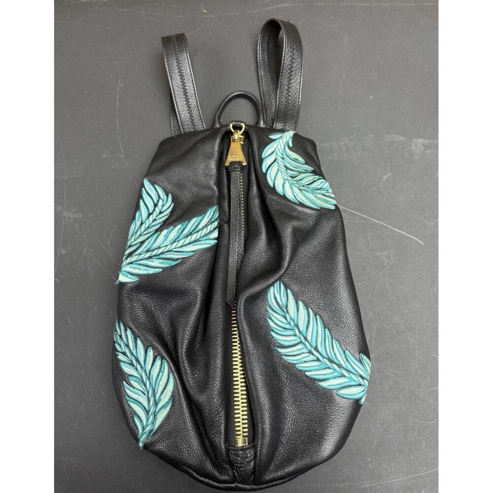Aimee Kestenberg Iconic Havana Leather Backpack Custom Leaf Embroidery GUC